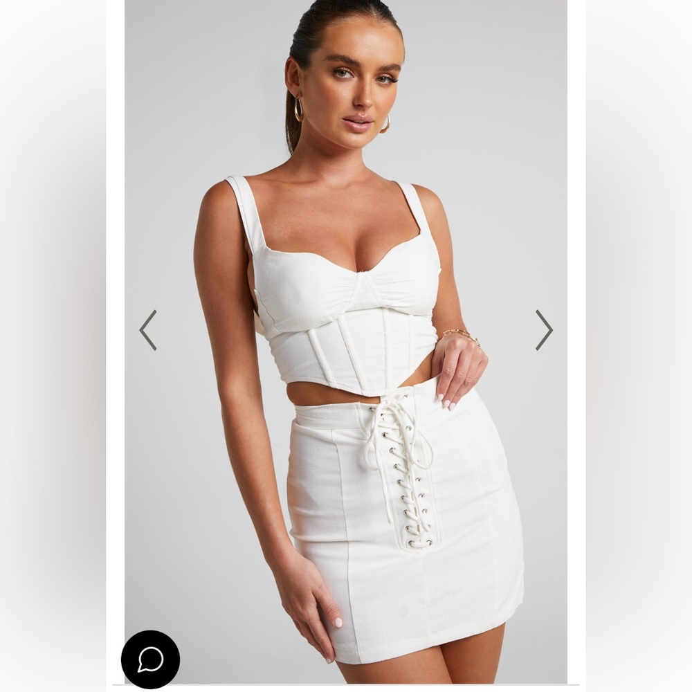 White top and skirt matching set